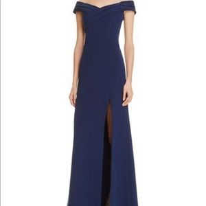 Aidan Mattox Navy evening gown with slit